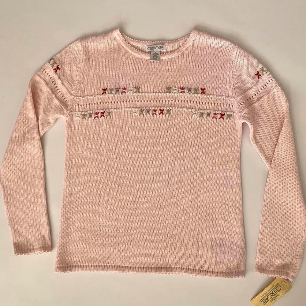 Pink deadstock vintage sweater with embroidery Medium